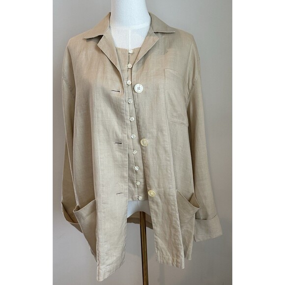 TOTO n KO for Bloomingdale’s Linen 2Pc Set Jacket & Top S/M Neutral Minimalist - Picture 9 of 16